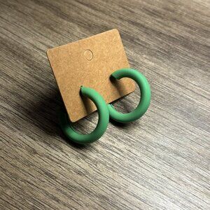Chunky Hoop Sage Green Smooth Modern Chic Matte Earrings